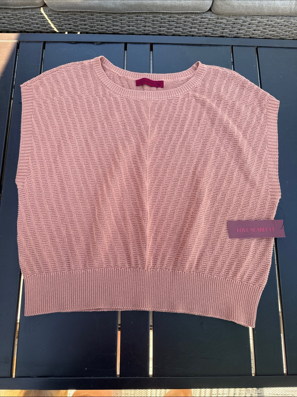 Scarlett Dusty Rose Knit Crewneck Vest sweater large NWT Large